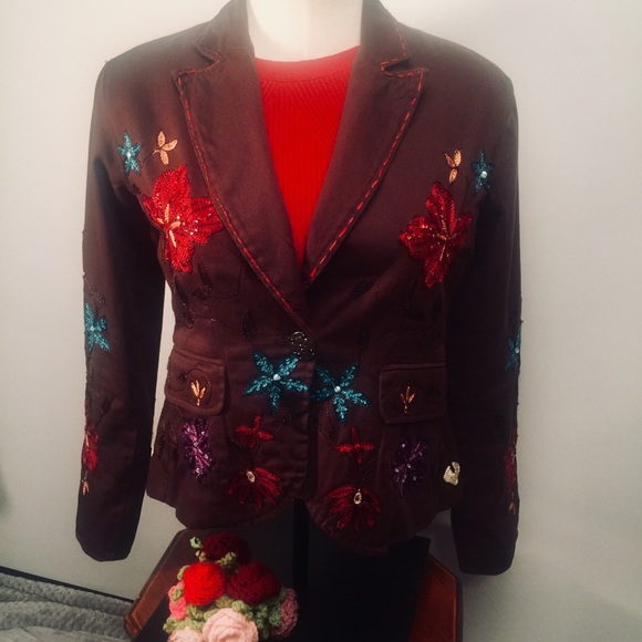 New Directions beautiful embroidered blazer Sz M - Picture 2 of 8